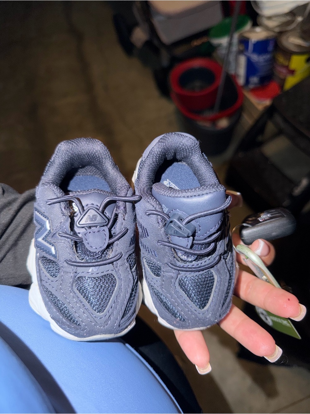 New Balance Navy and White Kids' Sneakers - Easy-Tie Toggle